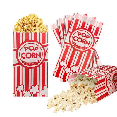 100 Pieces 1 OZ Popcorn Bags Classic Red &amp; White Stripes Paper Popcorn Bags for Individual Servings Bulk Popcorn Bag for Carnival Themed Party, Movie Night, Birthday, Decorations (100)
