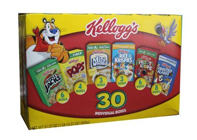 Kellogg&#39;s Cereal Jumbo Assortment Pack, 32.7 oz, 30 Mini Boxes