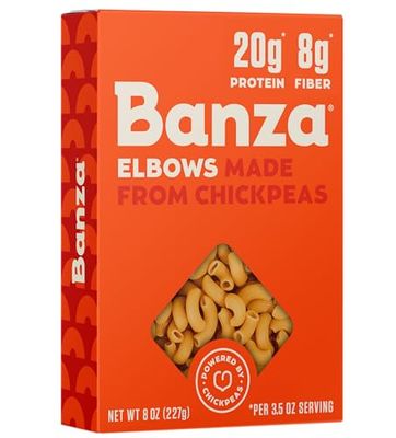 Banza Elbows Pasta from Chickpeas - Gluten Free, High Protein, and Lower Carb Protein Elbows Chickpea Pasta - 8oz