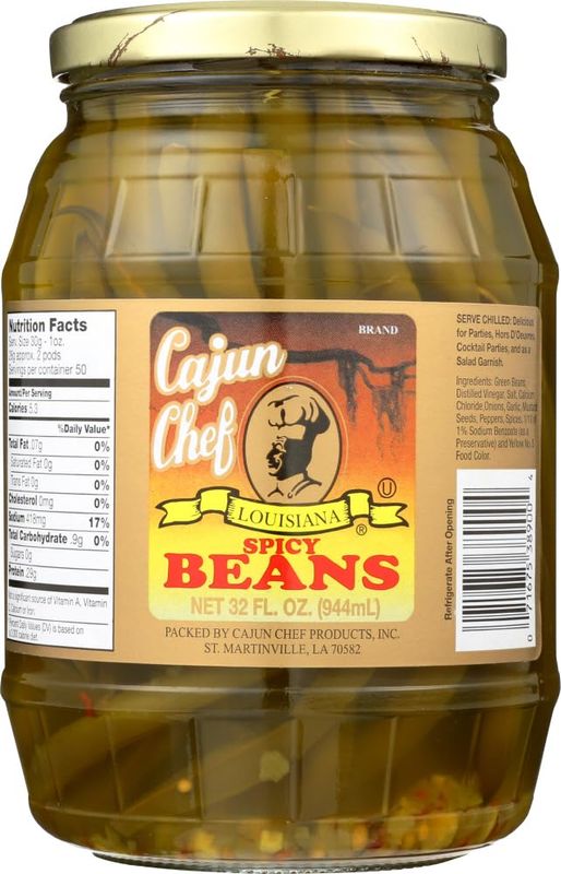 Cajun Chef Louisiana Spicy Green Beans - 32 oz (Pack of 2) - Bold Cajun Flavor - Perfect for Hors d&#39;Ouevres, Cocktail Parties, as a Salad Garnish, Bloody Marys and More - Versatile and Delicious
