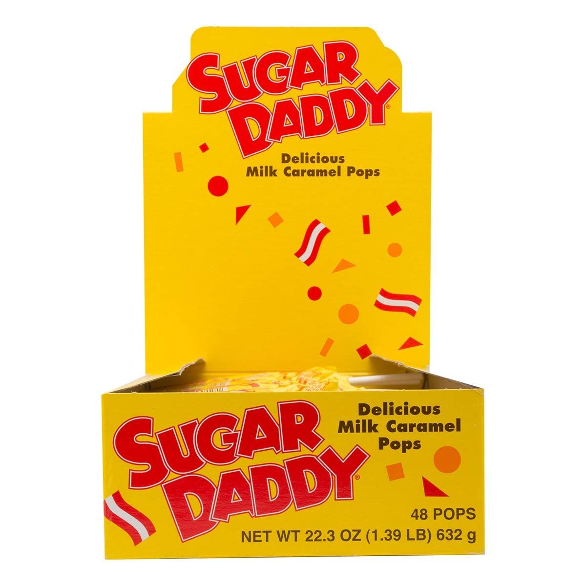 Sugar Daddies Milk Caramel Pops, 48-Count 0.47 oz. Pops - Long Lasting Caramel Lollipops with Pop-Up Display Box for Office, Classroom, Holidays (1.39 lb.)