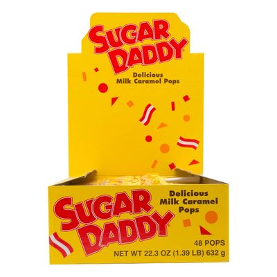 Sugar Daddies Milk Caramel Pops, 48-Count 0.47 oz. Pops - Long Lasting Caramel Lollipops with Pop-Up Display Box for Office, Classroom, Holidays (1.39 lb.)