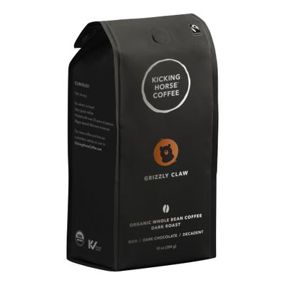 Kicking Horse Coffee, Grizzly Claw, Dark Roast, Whole Bean, 10 Oz - Certified Organic, Fairtrade, Kosher Coffee