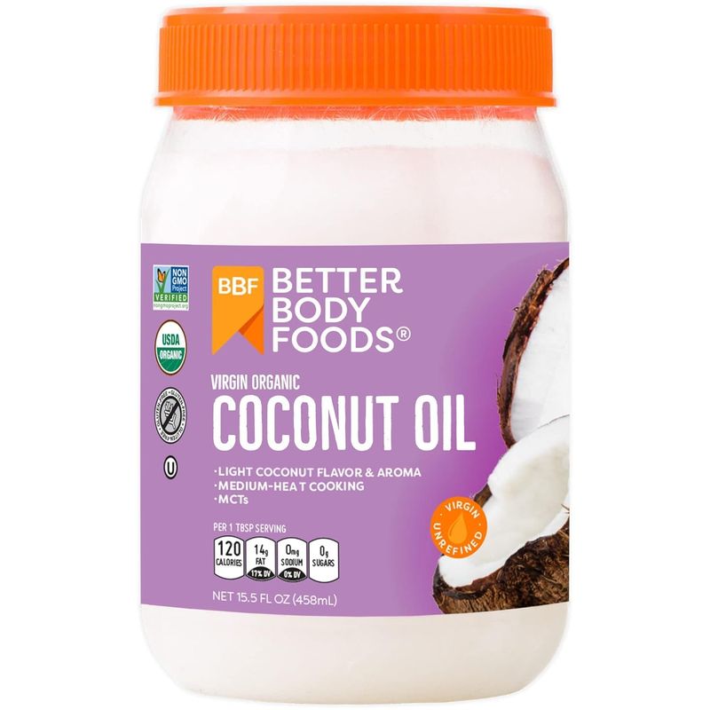 BetterBody Foods Organic Unrefined Coconut Oil - Hair &amp; Skin Moisturizer, Baking &amp; Cooking Oil - Light Aroma and Flavor - Butter Alternative - 15.5 Fl Oz