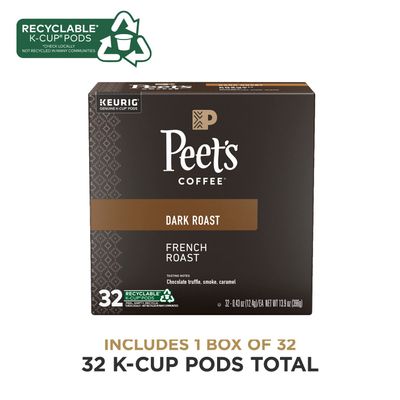 Peet's Coffee K-Cup Coffee Pods for Keurig Brewers, Dark Roast Pods French Roast, 32 Count