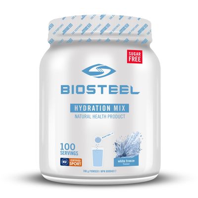 BIOSTEEL Zero Sugar Hydration Mix, Great Tasting Hydration with 5 Essential Electrolytes, White Freeze, 100 Servings per Tub