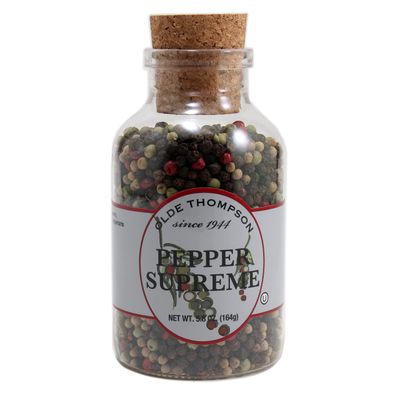 Olde Thompson Pepper Supreme, Whole Pepper Blend with White, Black, Pink, and Green Peppercorns, Refill for Pepper Grinders, 5.8 Ounce