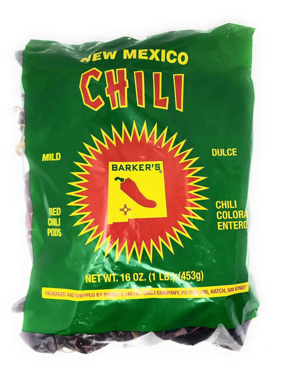 Barker&#39;s Dried Red Chili Pods, 16 Ounces - Mild - Grown in World Famous Chili Region Hatch, NM - No Preservatives, USA Product!