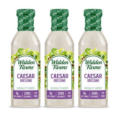 Walden Farms Caesar Dressing 12 oz. Bottle (3 Pack) - Creamy &amp; Light Tangy Flavor, 0g Net Carbs Condiment, Kosher Certified - Natural Topping for Salads, Pasta, Burger, Marinade for Chicken and More