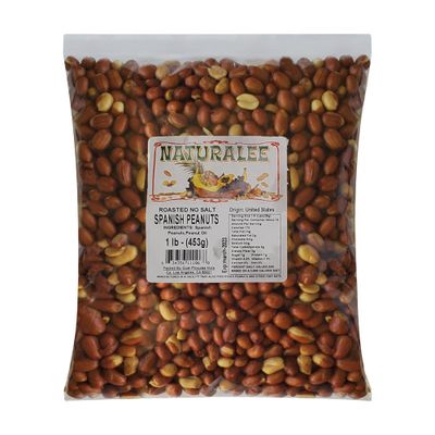 Naturalee Peanuts, With Skin Spanish Peanuts 1 lbs - Roasted No Salt - Heart Health, High Protein