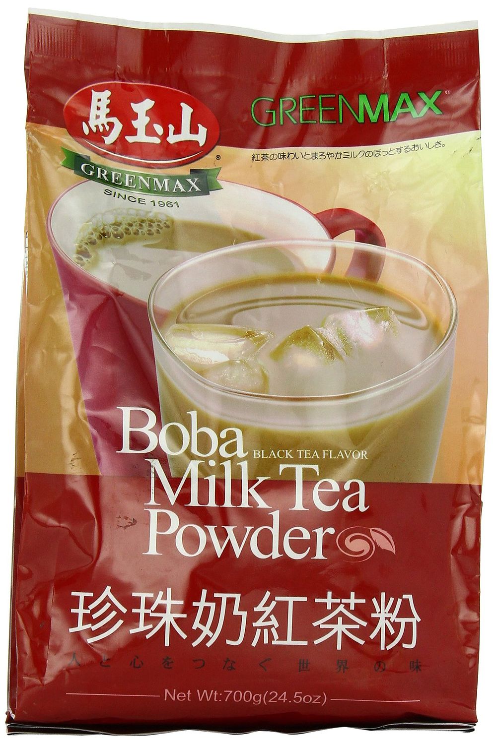 Greenmax Boba Milk Tea Powder, Black Tea, 24.5 Ounce