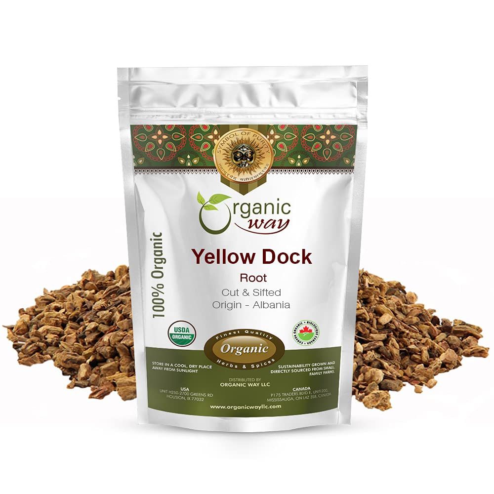 Organic Way Yellow Dock Root Cut &amp; Sifted (Rumex Crispus) - European Wild-Harvest | Organic &amp; Kosher Certified | Vegan, Non GMO &amp; Gluten Free | USDA Certified | Origin - Albania (1/4LBS / 4Oz)