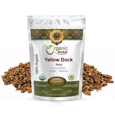 Organic Way Yellow Dock Root Cut &amp; Sifted (Rumex Crispus) - European Wild-Harvest | Organic &amp; Kosher Certified | Vegan, Non GMO &amp; Gluten Free | USDA Certified | Origin - Albania (1/4LBS / 4Oz)