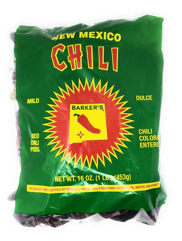 Barker&#39;s Dried Red Chili Pods, 16 Ounces - Mild - Grown in World Famous Chili Region Hatch, NM - No Preservatives, USA Product!