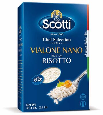 Riso Scotti, Vialone Nano Rice for Risotto,1 kg (2.2 lbs) box, Cryovac Bag for ultimate freshness