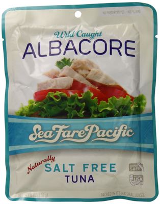 Sea Fare Pacific Wild Caught Albacore Tuna, Naturally Salt Free Pouch, 6 Ounce (Pack of 12)