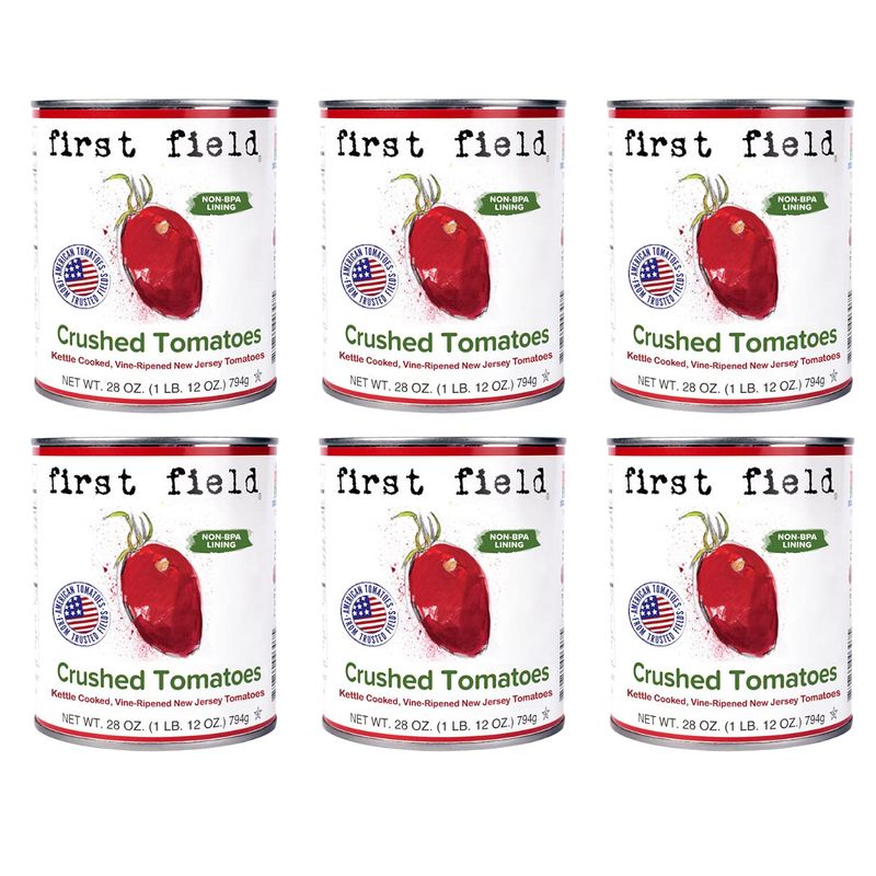 First Field Crushed Tomatoes 100% Jersey Fresh Tomatoes by the NJDA Gluten Free 28 oz Pack of 6