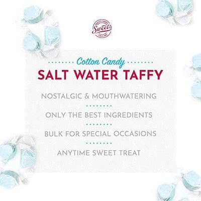 Sweet Candy Company Salt Water Taffy Individually Wrapped - Salt Water Taffy Candy Bulk, Old Fashioned Cotton Candy Flavor, Soft and Chewy, Single Flavor Assortment - 3 lb Bag, Cotton Candy Flavored