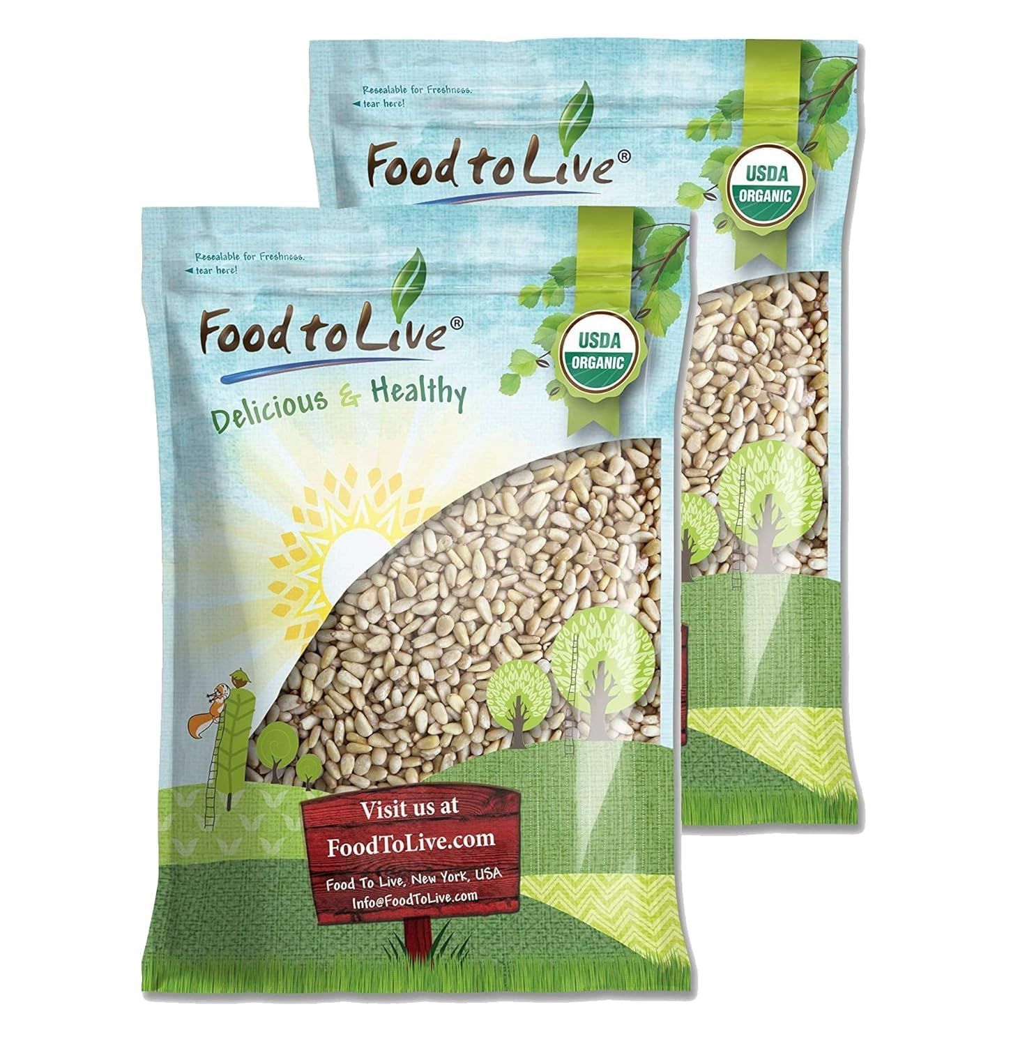 Food to Live Organic Pine Nuts, 18 Pounds - Non-GMO, Whole Raw Pignolias, Unsalted, No Shell, Vegan, Kosher, Bulk Snack. Rich in Vitamin E, Protein. Great for Pesto, Salads, Homemade Desserts
