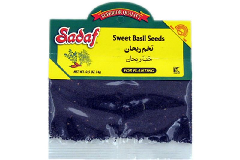 Sadaf Sweet Basil Seeds - Tokhm-e-Reyhan - Sweet Basil Seeds for Planting - Semillas de Albahaca - Kosher - 0.5 Oz Bag