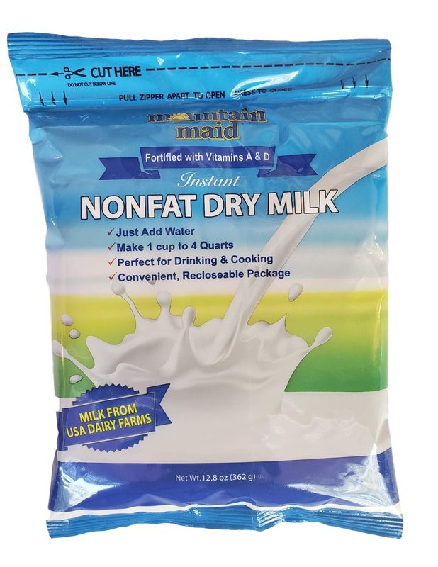 Mountain Maid Instant Nonfat Dry Milk Powder 12.8 Oz Fortified with Vitamins A &amp; D