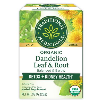 Traditional Medicinals Tea, Organic Dandelion Leaf &amp; Root, Supports Kidney Function &amp; Healthy Digestion, 16 Tea Bags