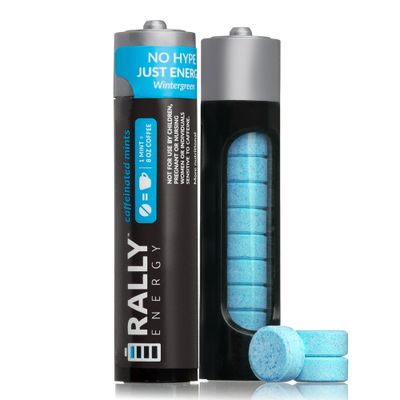 Caffeine Mints by Rally, 60milligram Caffeine, Instant Energy, Fresh Breath Caffeinated Mints, 0 Sugar, Natural Wintergreen Flavor (2 Packs, 20 Mints)