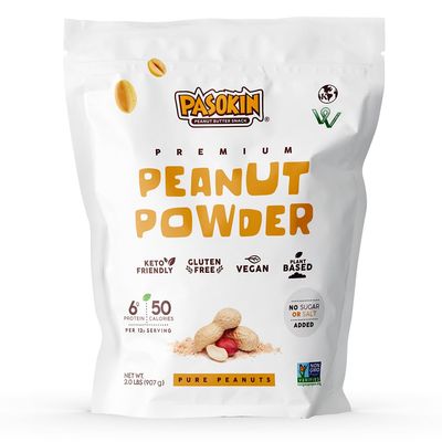Pasokin All-Natural 100% Powdered Peanut Butter, Gluten-Free Peanut Powder, from Roasted Cold-Pressed High Oleic Peanuts, Bulk, No Sugar Added, Non-GMO, Plant-based Protein, Keto-Friendly, 2 LB