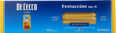 De Cecco Semolina Pasta, Fettuccine, 16 oz- Made in Italy, High in Protein &amp; Iron, Bronze Die (VSA0006p)