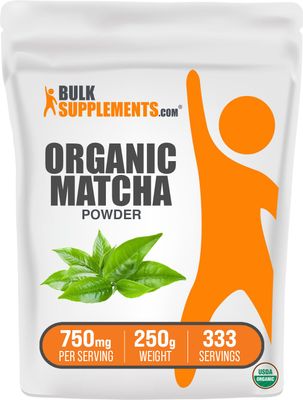 BulkSupplements.com Organic Matcha Powder - Matcha Powder for Latte, Culinary Grade Matcha - Organic &amp; Gluten Free, 750mg per Serving, 250g (8.8 oz) (Pack of 1)