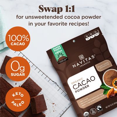 Navitas Organics Cacao Powder, 16 oz. Bags (Pack of 2) - Organic, Non-GMO, Fair Trade, Gluten-Free (19-002)