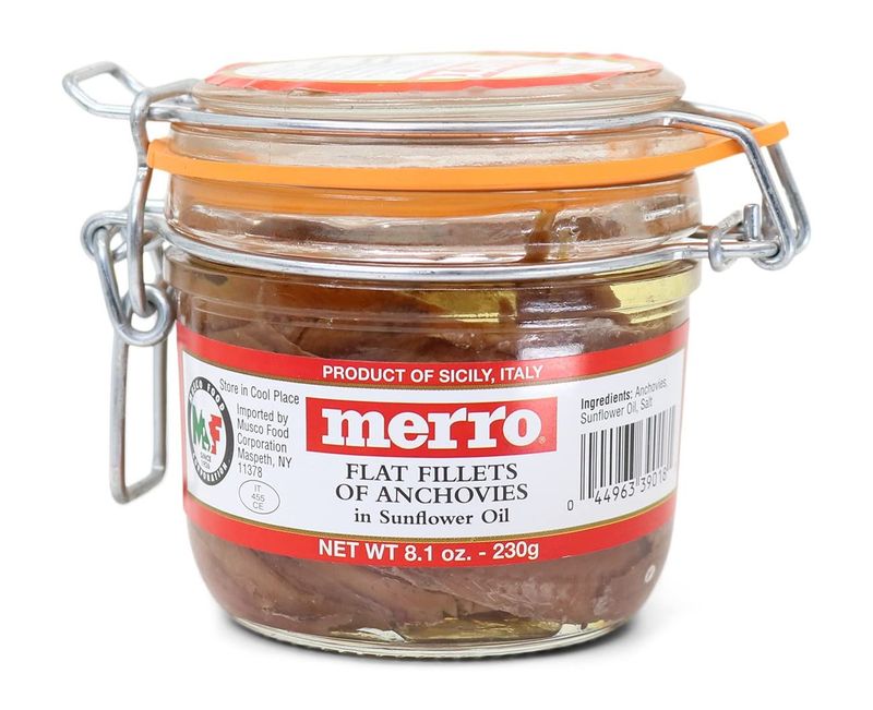 Merro - Sicilian Flat Fillets of Anchovies, (1)- 8.1 oz. Jar by Merro