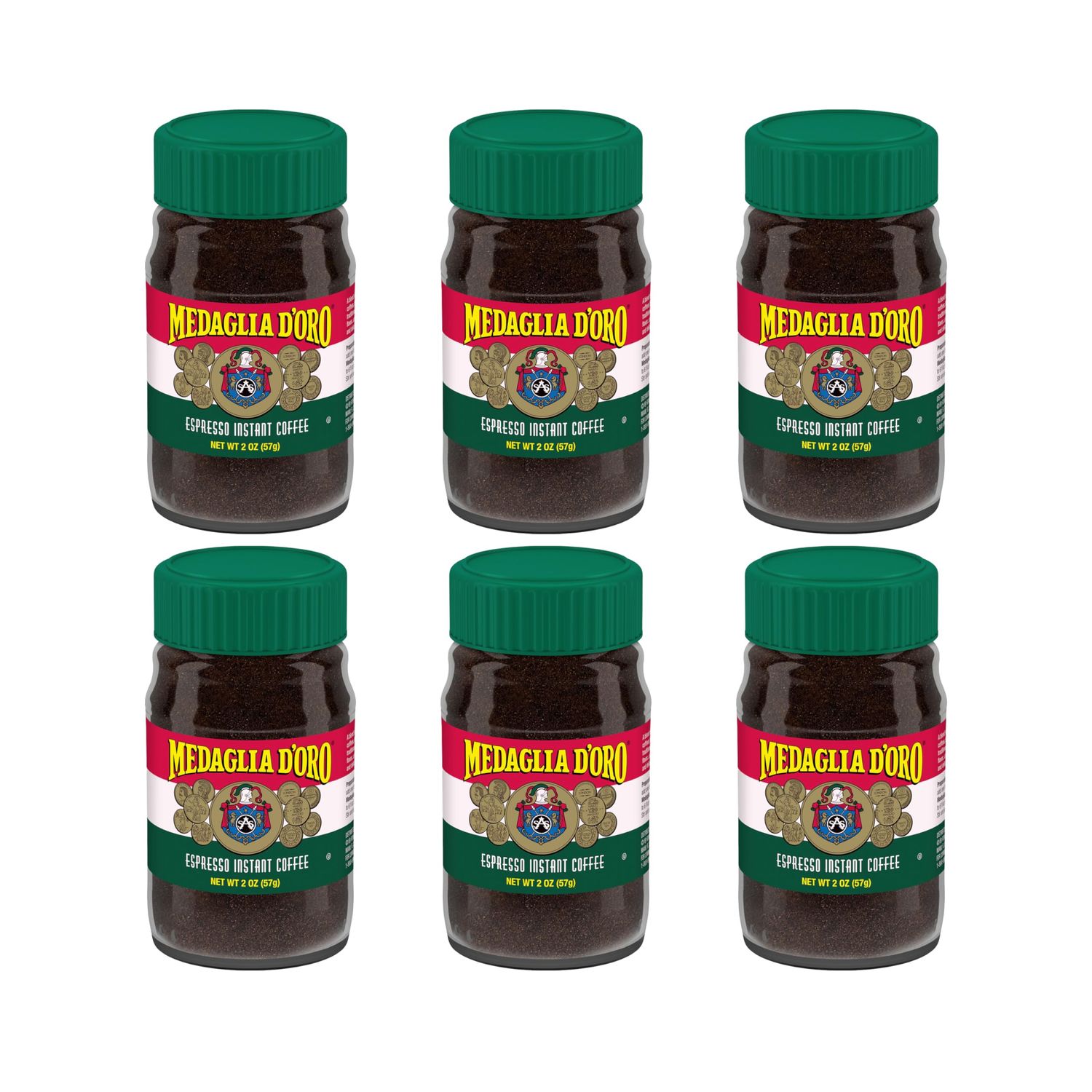 Medaglia D&#39;Oro Instant Espresso, Dark Roast Coffee, 2 oz (Pack of 6 Jars)