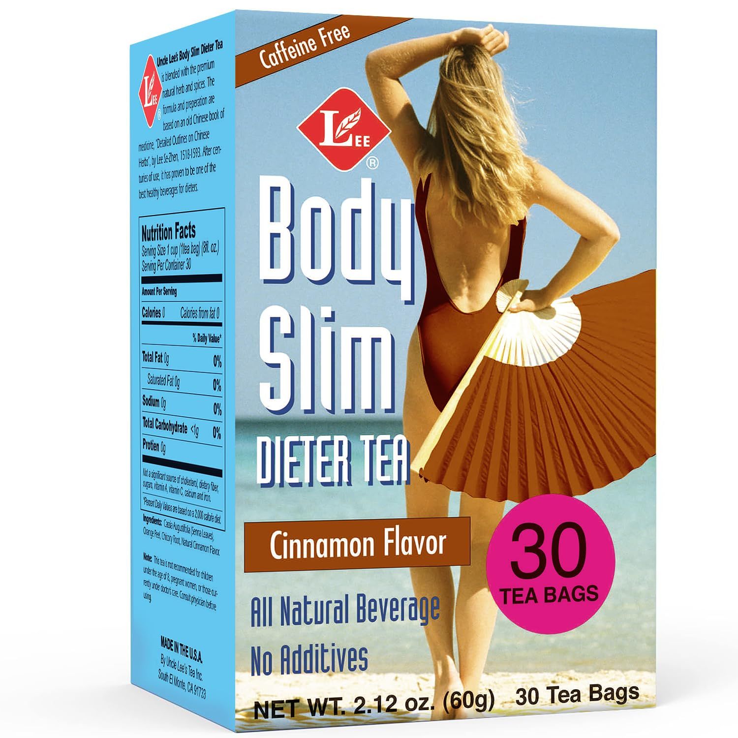 Uncle Lees Body Slim Dieters Tea, Detox &amp; Slimming Tea - Senna, Bitter Orange, Cinnamon Flavor &amp; Chicory Root, Natural Laxative, Caffeine-Free Herbal Tea Bags, 30 Count