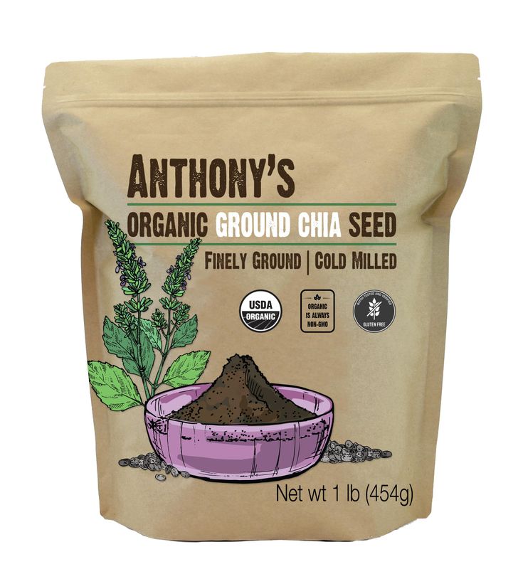 Anthony&#39;s Organic Ground Chia Seed, 1 lb, Finely Ground, Cold Milled, Gluten Free, Non GMO