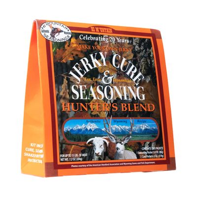 Hi Mountain Jerky Seasoning and Cure Kit | HUNTERS BLEND | Create Savory Homemade Beef Jerky | Great for Beef, Deer, Elk, &amp; Venison | Mix will Season up to 15lbs. of Meat (1 Box)