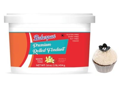 Bakerpan Premium Rolled White Fondant for Cake Decorating - 1 Pound, Vanilla Flavor