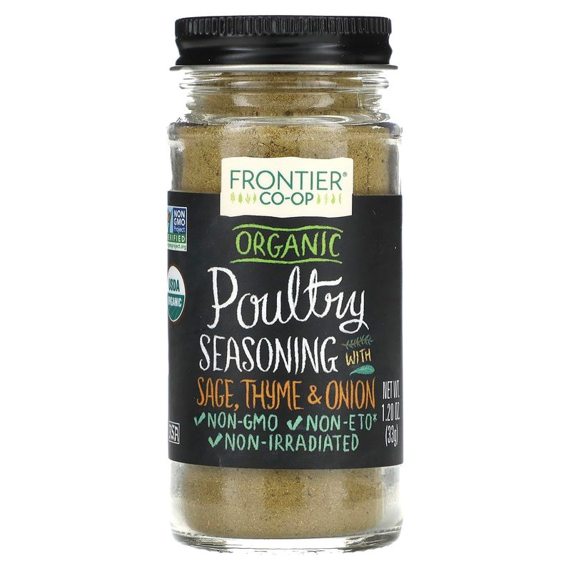 Frontier Poultry Seasoning Certified Organic, Salt-Free Blend, 1.2-Ounce Bottle