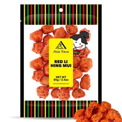 Asia Trans Seeded Red Li Hing Mui Crack Seed Plums | Hawaiian Favorite | Sweet, Sour, &amp; Salty Dried Asian Plum Candy | 2.5 Ounce