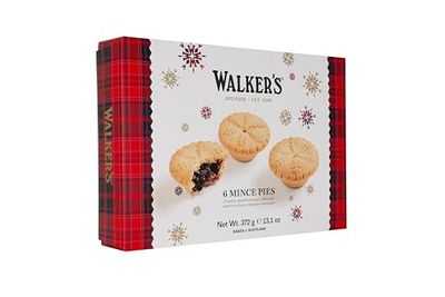 Holiday Mini Mincemeat Tarts - 1 Box, 6 Pieces Luxury Mincemeat Inside, 13.1 Ounce | Buttery Pie Pastry | Perfect Pie for Holidays, Birthdays | by Walkers