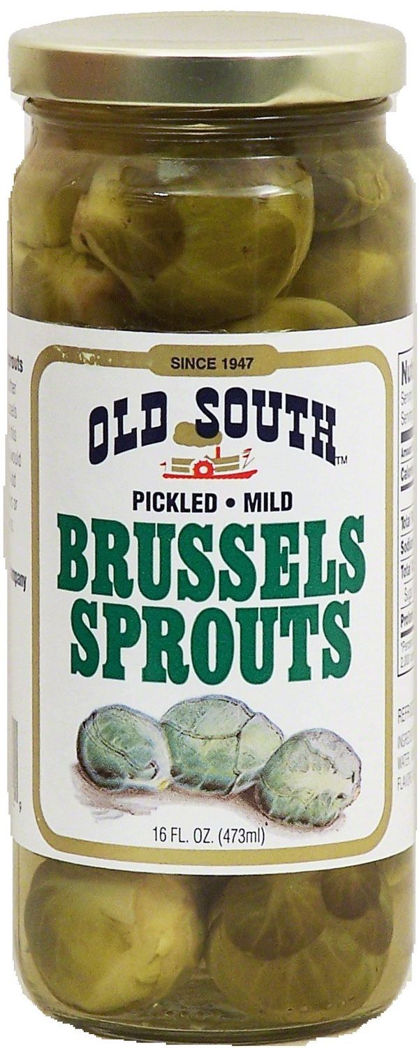 Old South brussels sprouts, pickled, mild, 16-oz. glass jar
