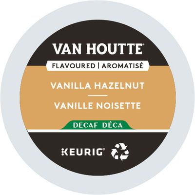 Van Houtte, Vanilla Hazelnut Decaf, Single-Serve Keurig K-Cup Pods, Light Roast Coffee, 48 Count (2 Boxes of 24 Pods)