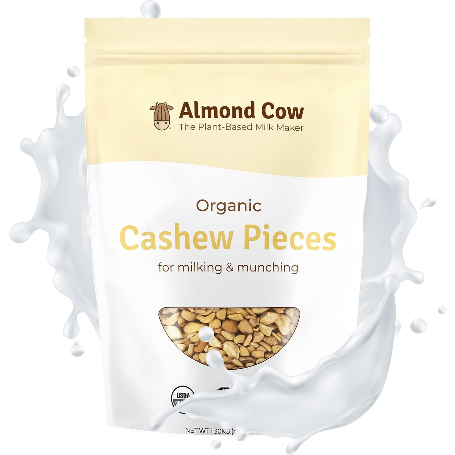Almond Cow - Organic Cashew Pieces, Unsalted Cashews for Plant Based Milk Making, Cashew Nuts for Baking and Munching, Non-GMO Vegan Raw Nuts, Raw Cashews Bulk Pack, 3 Pound (Pack of 1)
