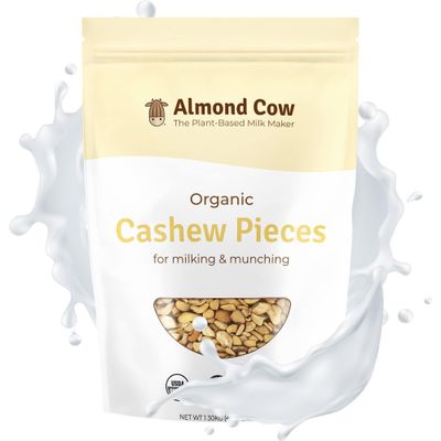 Almond Cow - Organic Cashew Pieces, Unsalted Cashews for Plant Based Milk Making, Cashew Nuts for Baking and Munching, Non-GMO Vegan Raw Nuts, Raw Cashews Bulk Pack, 3 Pound (Pack of 1)