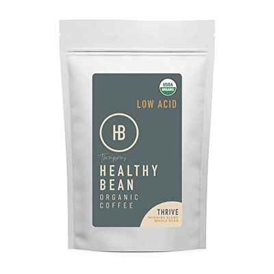Healthy Bean Coffee Thrive Morning Blend - Organic Whole Bean Coffee Medium Roast - Low Acid Whole Bean Coffee, Smooth, Rich Flavor - USDA Organic Low Acid Coffee Beans, Mycotoxin Free Coffee, 11oz