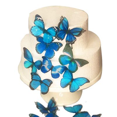 Blue Edible Butterflies for Cake Decorating 24x Birthday Wedding