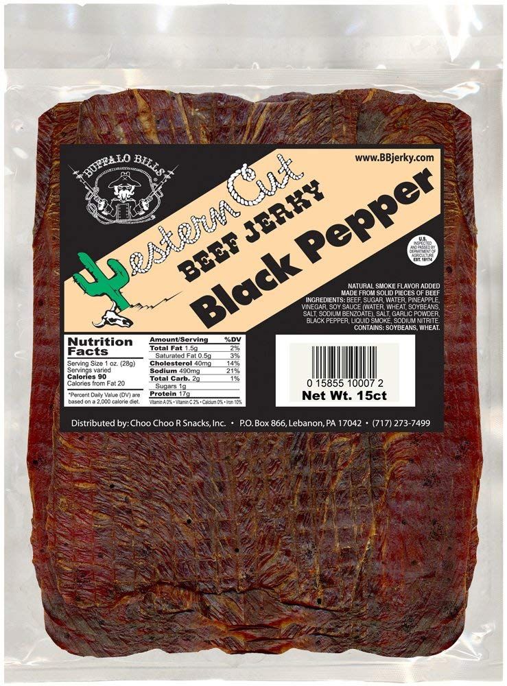 Buffalo Bills 18oz Black Pepper Western Cut Big Slab Beef Jerky (15 beef jerky slabs per bag)