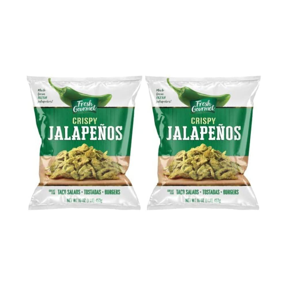 Fresh Gourmet Crispy Lightly Salted Jalapenos Crunchy Snack and Salad Topper 16 Ounce (Pack of 2)