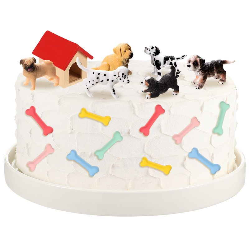 18 Pcs Realistic Dog Cake Topper Puppy Cake Topper Dog Figurines Cupcake Toppers Dog Themed Happy Birthday Cake Topper Dog Bone Kennel Cake Toppers Decoration for Baby Shower Party(Mixed Style)