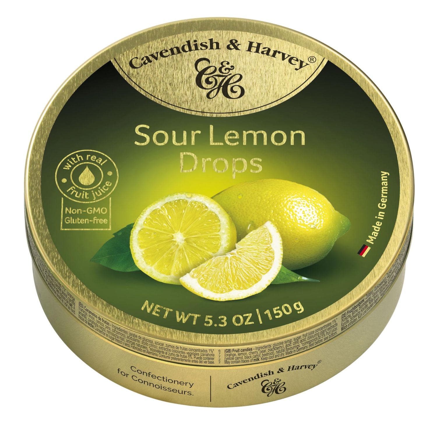 Cavendish &amp; Harvey | Sour Lemon Hard Candy Drops | 5.3 Ounce Tin - 3 Pack